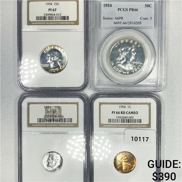 1954 Proof Set (4) 1C, 10C, 25C, 50C