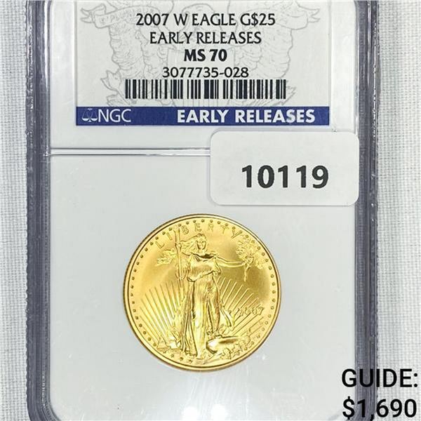 2007-W $25 1/2 oz American Gold Eagle NGC-MS70