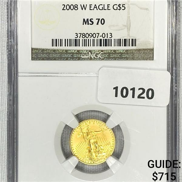 2008-W $5 1/10 oz American Gold Eagle NGC-MS70