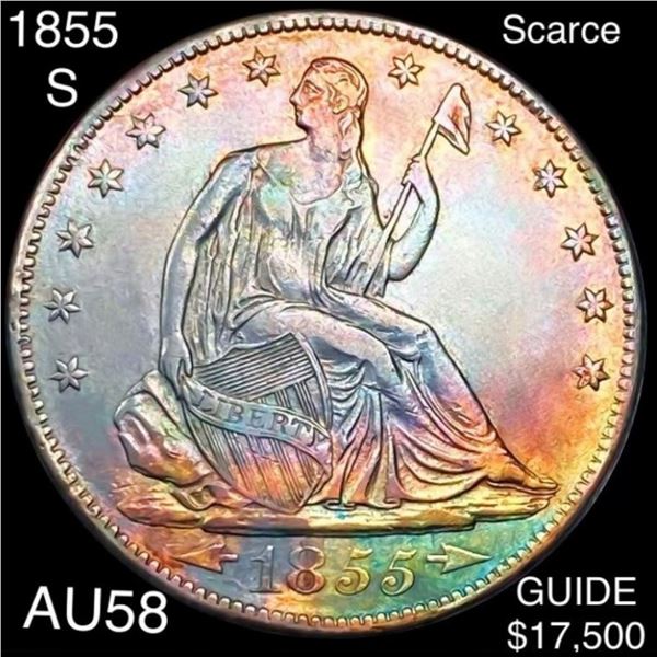 1855-S Scarce Seated Liberty Half Dollar CHOICE