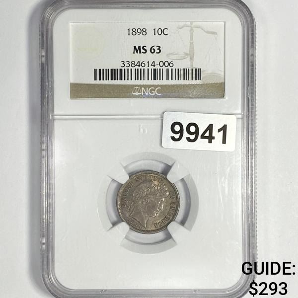 1898 Barber Dime NGC-MS663