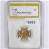 Image 1 : 1929 Wheat Cent PGA-MS64 RED