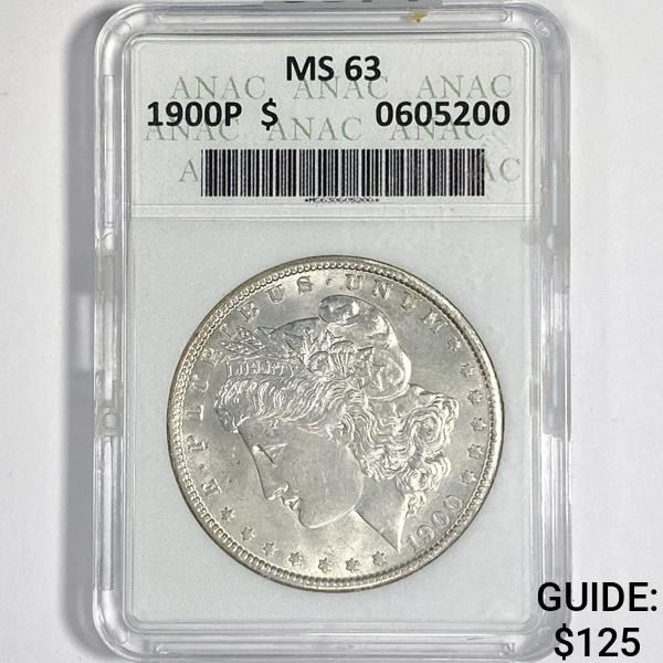 1900 Morgan Silver Dollar ANACS-MS63
