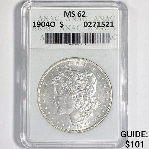 1904-O Morgan Silver Dollar ANACS-MS62