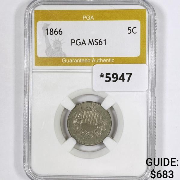 1866 Shield Nickel PGA-MS61