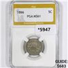 Image 1 : 1866 Shield Nickel PGA-MS61