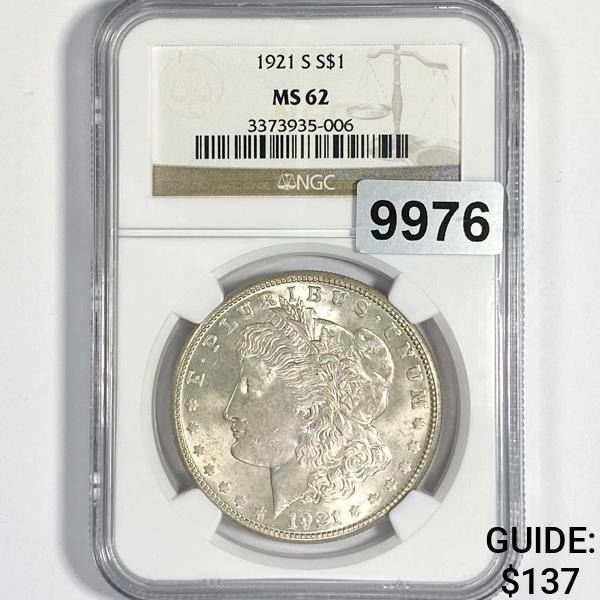 1921-S Morgan Silver Dollar NGC-MS62