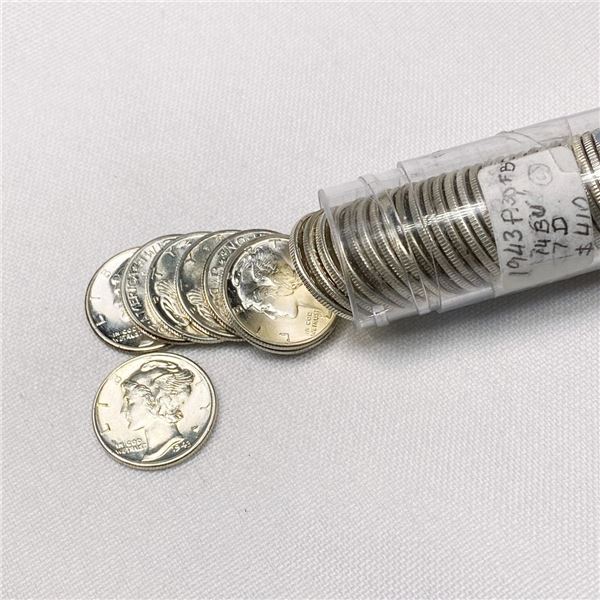 1943 Mercury Dime Roll (48) -