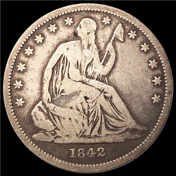 1842 Seated Liberty Half Dollar NICELY CIRCULATED