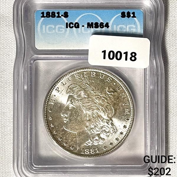 1881-S Morgan Silver Dollar ICG-MS64