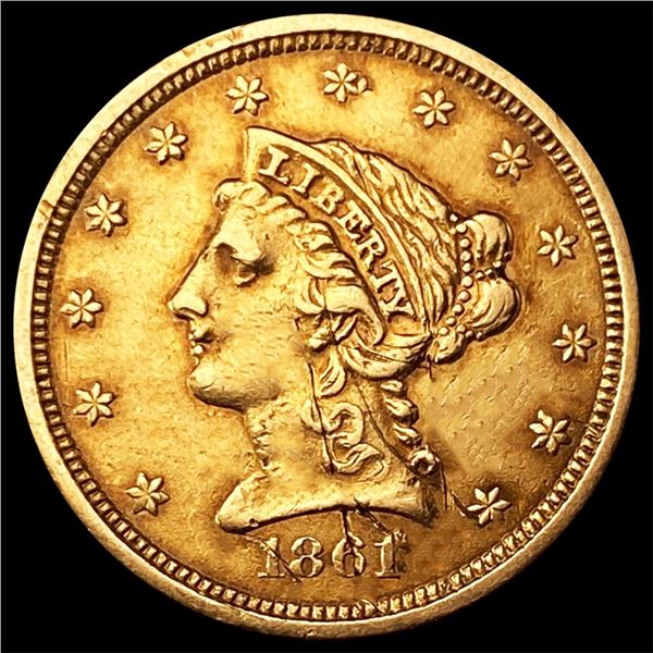 1861 $2.50 Gold Quarter Eagle NEARLY UNCIRCULATED