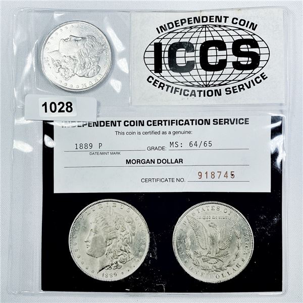 1889 Morgan Silver Dollar ICCS-MS64/65
