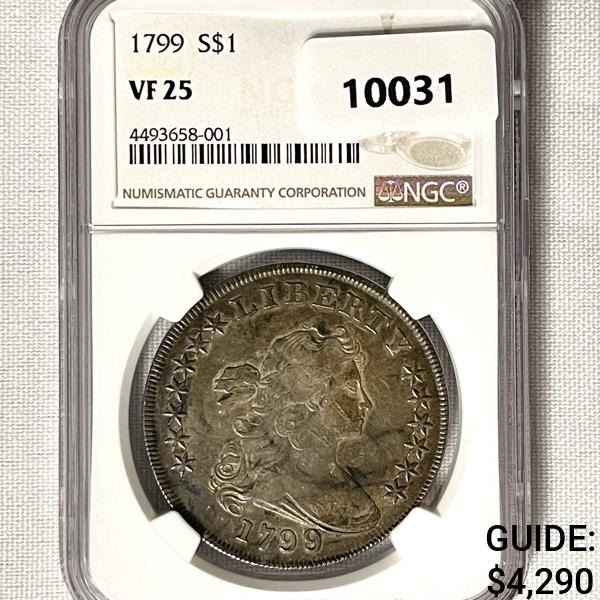 1799 Draped Bust Dollar NGC-VF, F25