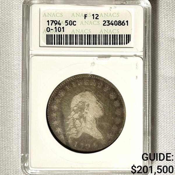 1794 Flowing Hair Half Dollar ANACS-F12