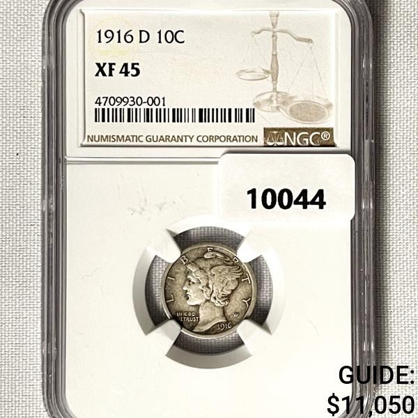 1916-D Mercury Silver Dime NGC-XF45