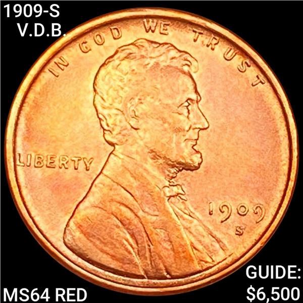 1909-S V.D.B. Lincoln Wheat Cent CHOICE BU RED