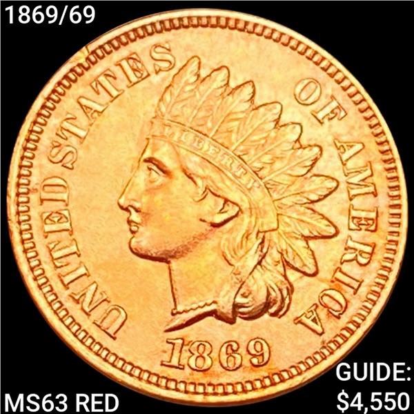 1869/69 Indian Head Cent CHOICE BU RED