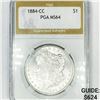Image 1 : 1884-CC Morgan Silver Dollar PGA-MS64