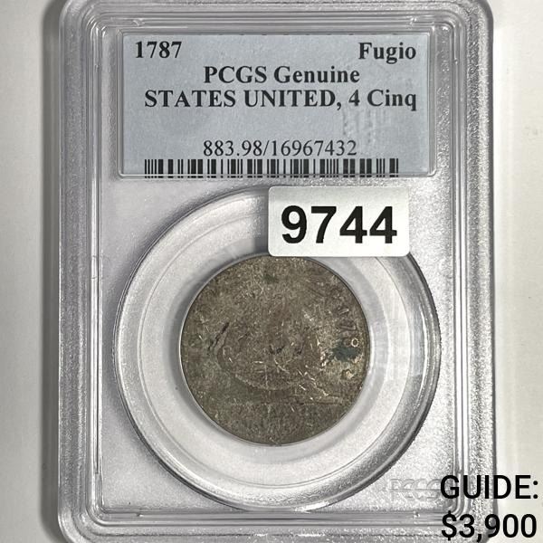 1787 Fugio States United 4 Cinq PCGS-MS60