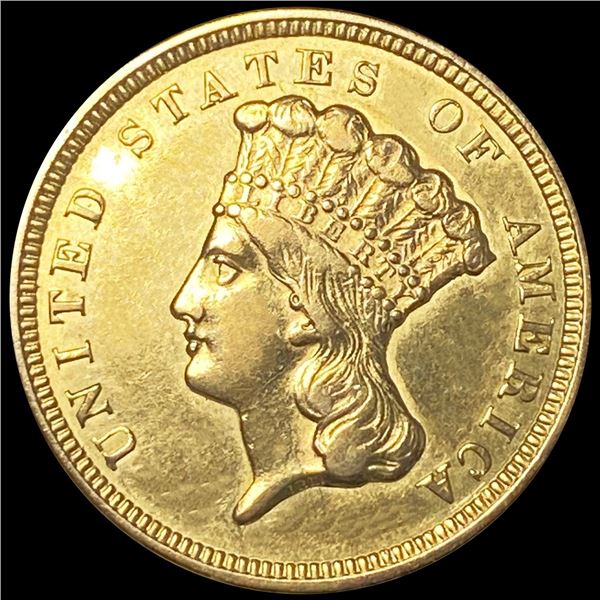1856 $3 Gold Piece CLOSELY UNCIRCULATED
