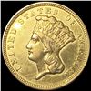 Image 1 : 1856 $3 Gold Piece CLOSELY UNCIRCULATED