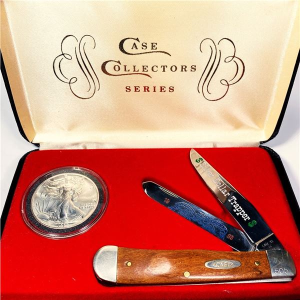 1989 Trapper Silver Eagle & Pocket Knife -Proof