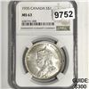 Image 1 : 1935 Silver Canadian Dollar NGC-MS63