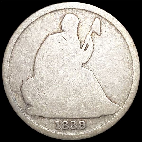 1838-O No Stars Seated Liberty Dime NICELY CIRC