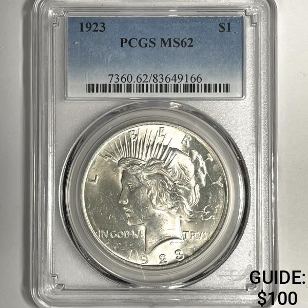 1923 Silver Peace Dollar PCGS-MS62