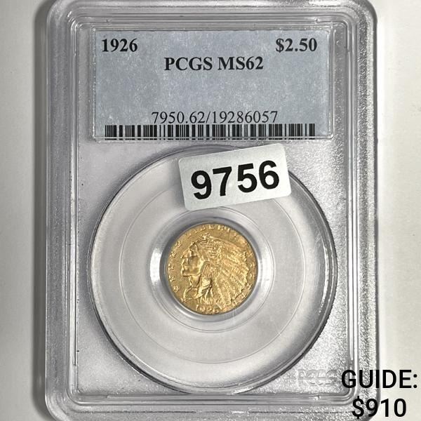 1926 $2.50 Gold Quarter Eagle PCGS-MS62