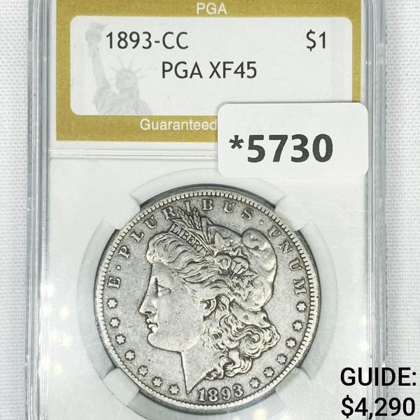 1893-CC Morgan Silver Dollar PGA-XF45