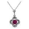 Genuine 0.55 ctw Ruby Necklace 14KT White Gold - REF-25T4A