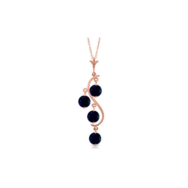 Genuine 2 ctw Sapphire Necklace 14KT Rose Gold - REF-36Y9F