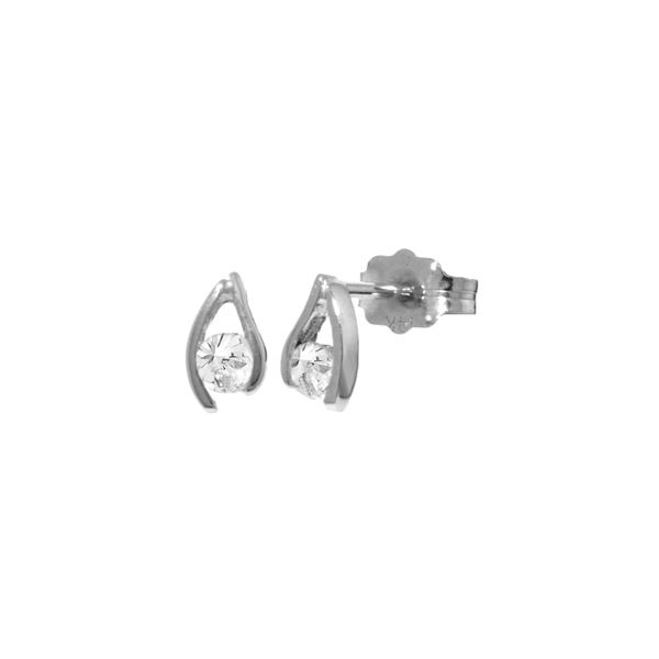 Genuine 0.20 ctw Diamond Anniversary Earrings 14KT White Gold - REF-41F2Z