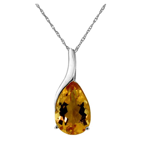 Genuine 5 ctw Citrine Necklace 14KT White Gold - REF-31P9H