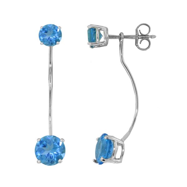 Genuine 4.3 ctw Blue Topaz Earrings 14KT White Gold - REF-30X6M