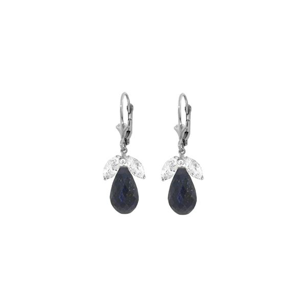 Genuine 18.6 ctw White Topaz & Sapphire Earrings 14KT White Gold - REF-46W7Y