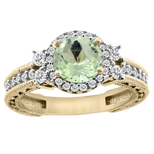 1.46 CTW Amethyst & Diamond Ring 14K Yellow Gold - REF-77H4M