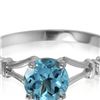Genuine 1.02 ctw Blue Topaz & Diamond Ring 14KT White Gold - REF-28V3W