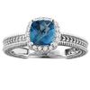 1.60 CTW London Blue Topaz & Diamond Ring 14K White Gold - REF-45V4R