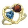 2.61 CTW Diamond, London Blue Topaz & Garnet Ring 10K Yellow Gold - REF-24F3N
