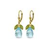 Genuine 14.4 ctw Blue Topaz & Peridot Earrings 14KT Yellow Gold - REF-46R7P