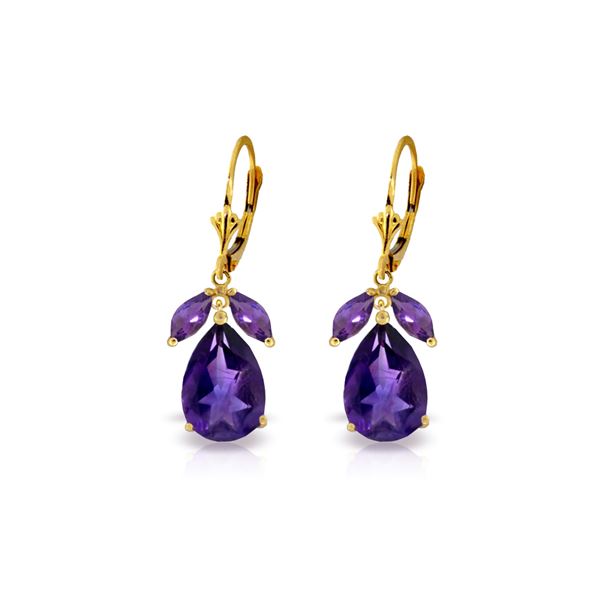 Genuine 13 ctw Amethyst Earrings 14KT Yellow Gold - REF-61W2Y