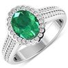 Image 1 : Natural 2.07 CTW Zambian Emerald & Diamond Ring 14K White Gold - REF-92T9H