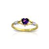 Image 1 : Genuine 0.47 ctw Amethyst & Diamond Ring 14KT Yellow Gold - REF-27Z2N