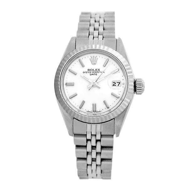 Rolex Pre-owned 26mm Womens Original Rolex White Dial Stainless Steel