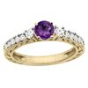 Image 1 : 1.10 CTW Amethyst & Diamond Ring 14K Yellow Gold - REF-79K3W