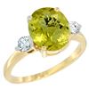 Image 1 : 2.60 CTW Lemon Quartz & Diamond Ring 10K Yellow Gold - REF-61H4M