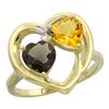 Image 1 : 2.61 CTW Diamond, Quartz & Citrine Ring 10K Yellow Gold - REF-23M7K