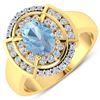 Image 1 : Natural 2.57 CTW Aquamarine & Diamond Ring 14K Yellow Gold - REF-65K2W